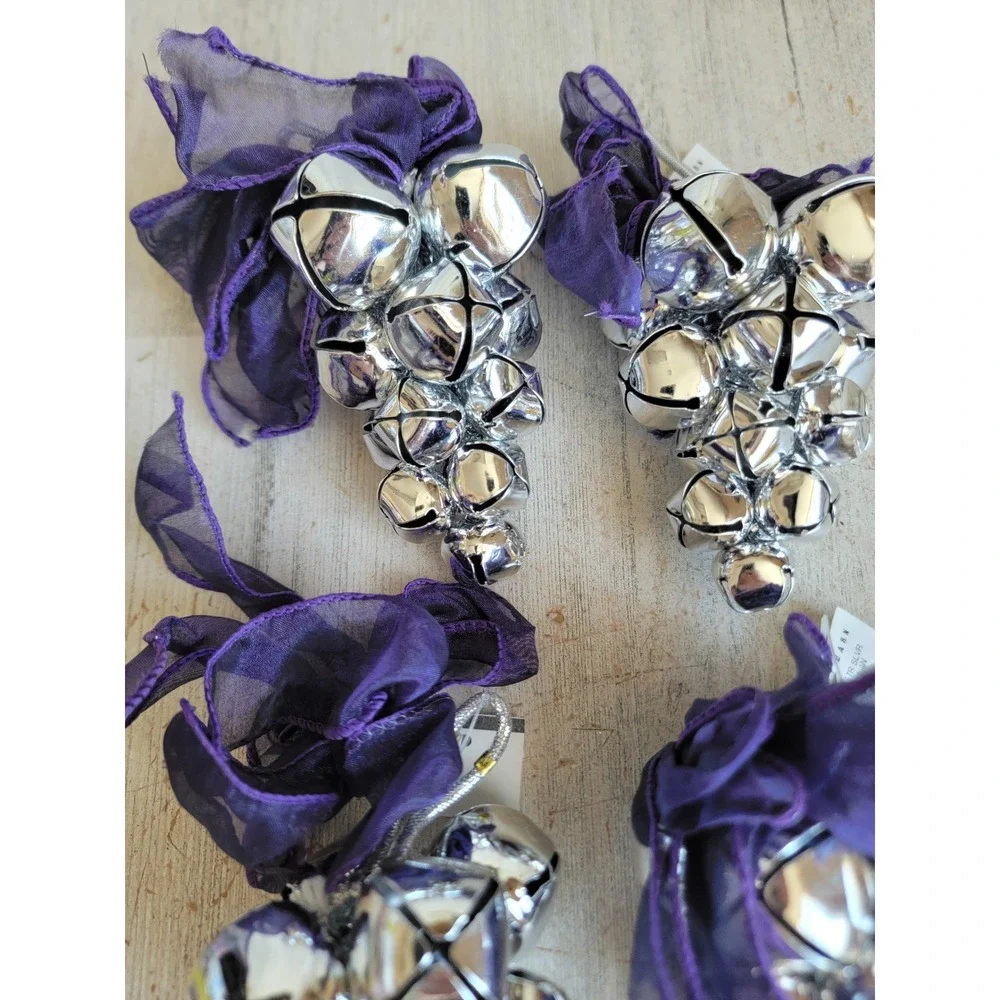 Pottery Barn RARE jingle bell cluster set Xmas ornament grapevine metal unique